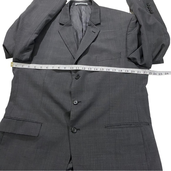 Michael Kors Men Grey 3-Button 100% Wool Suit Jacket Sz 44R Crosshatch Lined - Picture 13 of 13